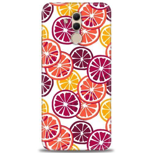Huawei Mate 20 Lite Kılıf HD Baskılı Kılıf - Bordo Limon Dilimleri + Tam Ekran Koruyucu