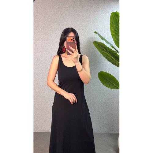 Kadın Askılı Yuvarlak Yaka Süprem Kumaş Elbise