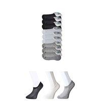 Siyah Gri ve Beyaz Erkek Görünmez Çorap 9 çift