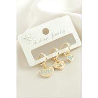 3 Adet Kalp Zirkon Taşlı Küpe