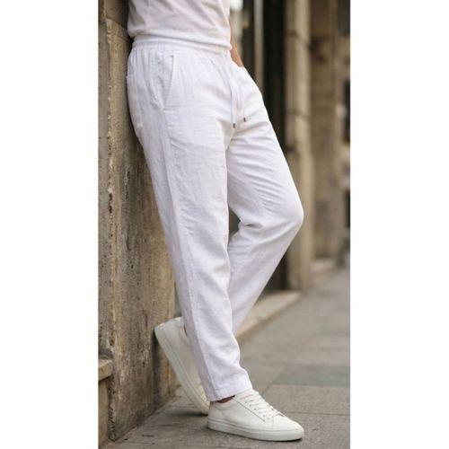 Erkek İç Göstermez Yıkamalı Keten Pantolon