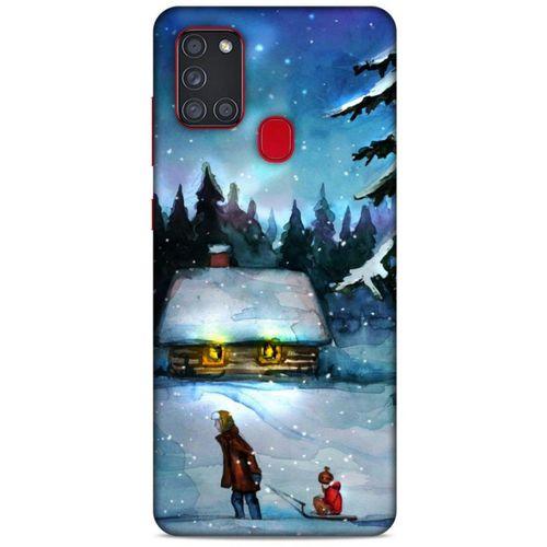 Samsung Galaxy A21s Kılıf Snowix (38) Neo Hybrid Kılıf Beyaz Mavi