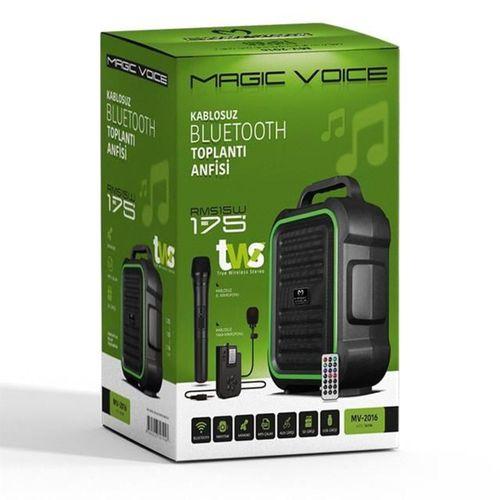 Magicvoice MV-2016 USB-SD-BT 1 El + 1 Yaka Mikrofonlu 175W Taşınabilir Şarjlı Hoparlör Anfi