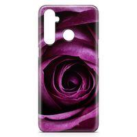 Oppo Realme 5 Pro Kılıf Mor Gül Arka Kapak Koruma Desenli Full Koruyucu