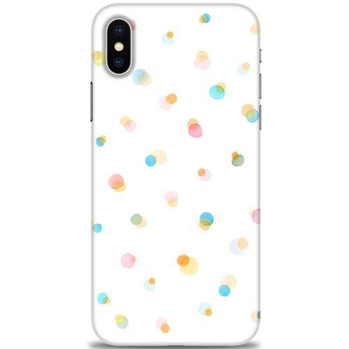 iPhone XS Max Kılıf HD Baskılı Kılıf - Rengarenk Puantiye + Tam Ekran Koruyucu