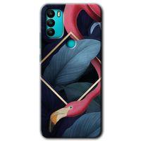 General Mobile GM 21 Plus HD Baskılı Kılıf + 9D Tam Ekran Koruyucu - Flamingo Yaprak