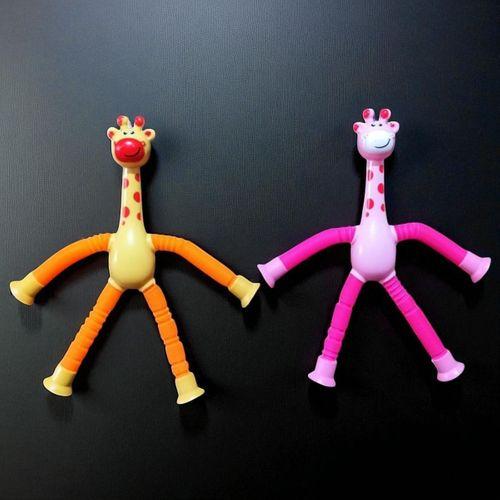2PCS GİRAFFE ANIMAL POP TUBES PEMBE TURUNCU ZÜRAFA TELESKOPİK UZAYAN ZÜRAFA YENİNESİL STRES OYUNCAĞI