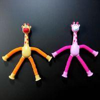 2PCS GİRAFFE ANIMAL POP TUBES PEMBE TURUNCU ZÜRAFA TELESKOPİK UZAYAN ZÜRAFA YENİNESİL STRES OYUNCAĞI