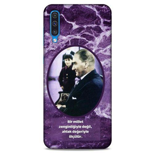 Samsung Galaxy A30s Kılıf Atatürk (10) Full Koruma Kılıfı Mor