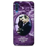 Samsung Galaxy A30s Kılıf Atatürk (10) Full Koruma Kılıfı Mor