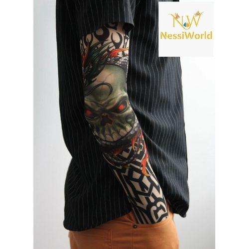 Giyilebilir Kol Dövmesi Çorap Dövme 3D Baskılı Kol Bacak Dövme 2 Adet Model 18