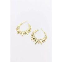 Taşlı Halka Küpe - Altın