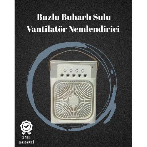 Usb Bağlantılı 3'ü 1 Arada Nemlendirici Mini Klima Fan | 7 Renk Işıklı