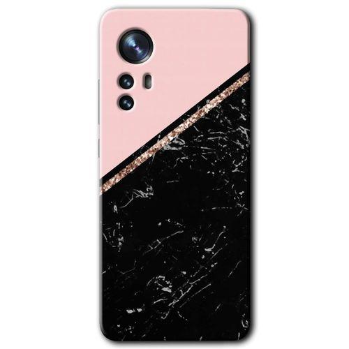 Xiaomi Mi 12 Pro Kılıf HD Desen Baskılı Arka Kapak + Temperli Cam - Yarım Mermer