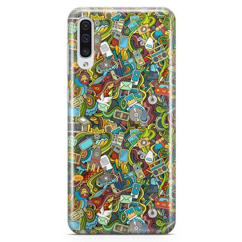 Samsung Galaxy A50 Kılıf Doodle Bilgisayar Cep Telefonu Arka Kapak Koruma Desenli Full Koruyucu