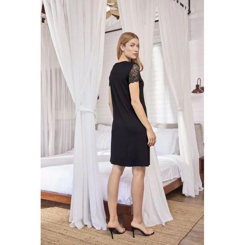 Kısa Kollu Ve Dantelli V Yaka Gecelik