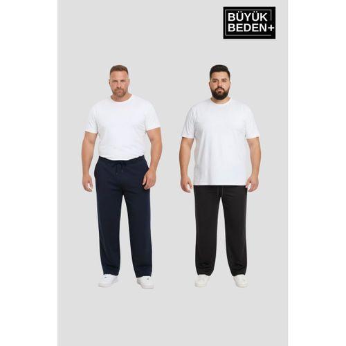 Erkek Büyük Beden Paça Reçme İnce Eşofman Altı 2’li Set – Rahat Kalıp SPR26BEA952+2