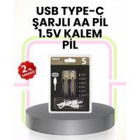 Tekrar Şarj Edilebilir Aa Usb Type-c Pil | 1000+ Döngü | 1.5v Sabit Voltaj