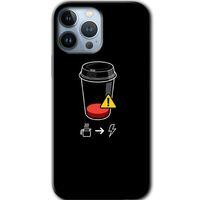 MRCİLETİSİM iPhone 13 Pro Max Kılıf HD Desen Baskılı Arka Kapak + Temperli Cam - Coffee Battery
