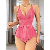 Gül Kurusu Dantel İşlemeli Kurdelalı Fantezi Tül Babydoll