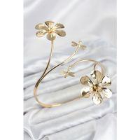 Pazu Bileklik Gold Renk Pirinç Çiçek Model