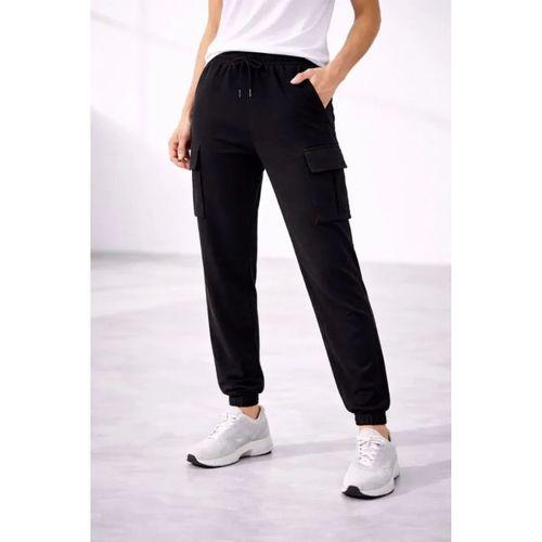 Jogger Eşofman Altı Rahat Kalıp, Kargo Cepli, Lastikli Paça, Günlük Spor Pantolon - Siyah