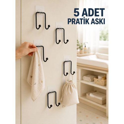 5li Duvar Tipi Yapışkanlı Askı Pratik Ev Ve Yaşam Alanı Askılık Seti