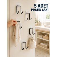 5li Duvar Tipi Yapışkanlı Askı Pratik Ev Ve Yaşam Alanı Askılık Seti