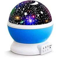 Mavi Dönen Renkli Ay Yıldızlı Gökyüzü Yansıtmalı Projeksiyon Gece Lambası Çocuk Bebek Parti Odası