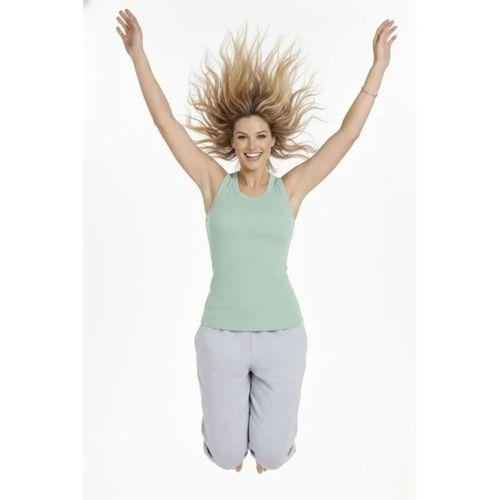 Fitilli Atlet Sıfır Yaka Slim Fit Arka Baskılı Spor Atlet - Mint Yeşili