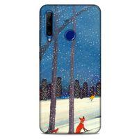 Huawei Y6P Kılıf Snowix (45) Liquid Air Kılıf Turuncu Mavi