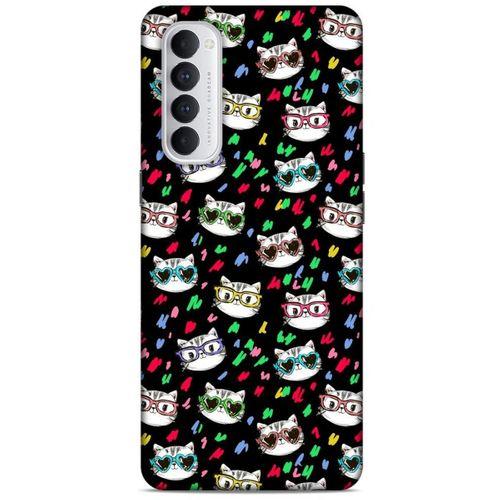 Lopard Oppo Reno 4 Pro Uyumlu Kılıf Kediler (26) Tpu Silikon Kılıf Karışık Renkli