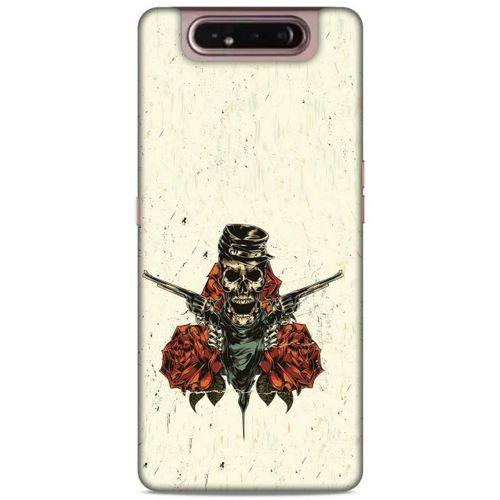 Lopard Samsung Galaxy A80 Uyumlu Kılıf Tattoo's (1) Kılıfı Gül İskelet