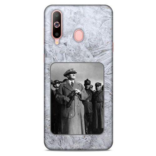 Samsung Galaxy A60 Kılıf Atatürk (33) Hybrid Kılıf Beyaz Tüyler