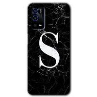 Oppo A55 HD Baskılı Kılıf + 9D Tam Ekran Koruyucu - Siyah Mermer Desenli S Harfi