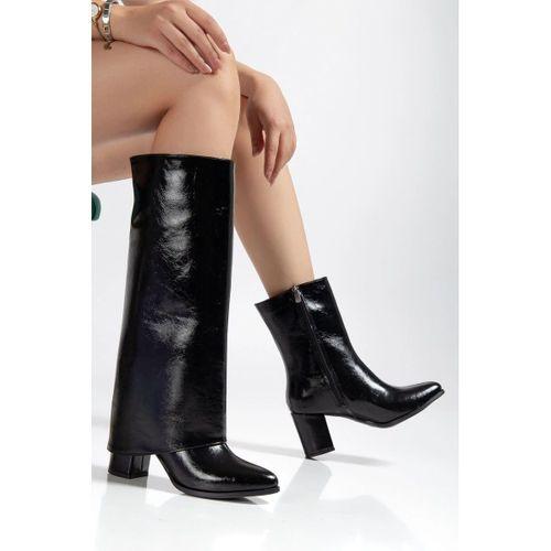 Wila Siyah Parlak Topuklu Tak Çıkar Çizme