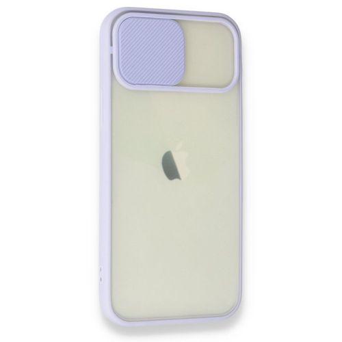 XD iPhone 12 Kılıf Palm Buzlu Kamera Sürgülü Silikon - Lila