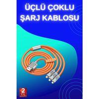 3 İn 1 Süper Hızlı Şarj Kablosu Android Ve İos Uyumlu Silikon Şarj Kablosu