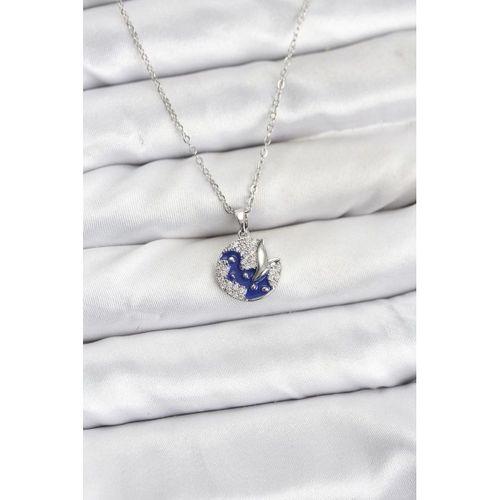 316L Çelik Zincir Gümüş Renk Gece Model Zirkon Taşlı Kadın Kolye