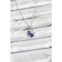 316L Çelik Zincir Gümüş Renk Gece Model Zirkon Taşlı Kadın Kolye