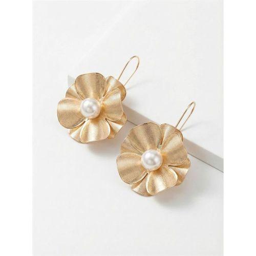 İncili Çiçek Küpe - Altın