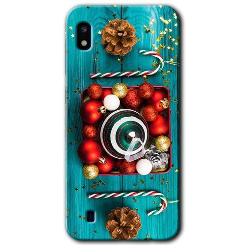 Samsung Galaxy A10 Kılıf HD Desen Baskılı Arka Kapak + Temperli Cam - Christmas