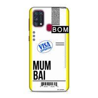 Samsung Galaxy M31 Kılıf Uçak Bileti Mumbai Arka Kapak Koruma Desenli Full Koruyucu