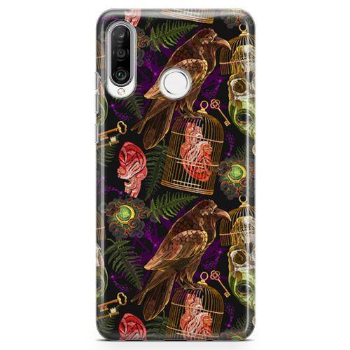 Huawei P30 Lite Kılıf Tarot Gotik Kuzgun Arka Kapak Koruma Desenli Full Koruyucu