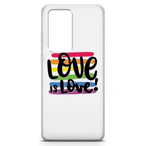 Huawei P40 Pro Kılıf Love is Love Çizgili Lgbt Arka Kapak Koruma Desenli Full Koruyucu