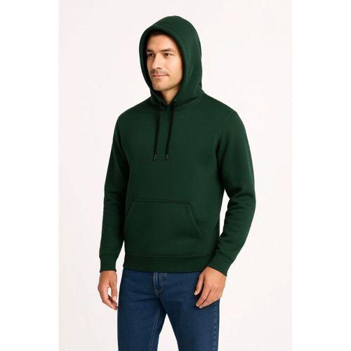 Erkek Üç İplik Kapüşonlu Kanguru Cepli SweatShirt Hoodie - Haki