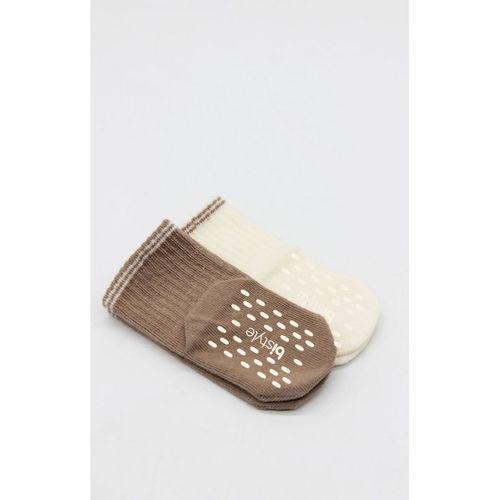 Bistyle Bistyle Çemberli Basic Penye Kaymaz Soket Çorap 2li 10146 Kahve