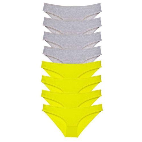 8 Adet Süper Eko Set Likralı Kadın Slip Külot Sarı Gri