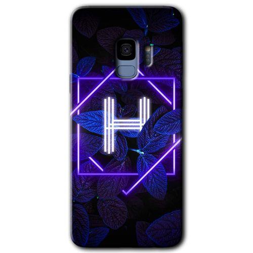 Samsung Galaxy S9 HD Baskılı Kılıf + 9D Tam Ekran Koruyucu - Dark Neon Yaprak H Harfi