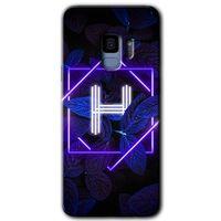 Samsung Galaxy S9 HD Baskılı Kılıf + 9D Tam Ekran Koruyucu - Dark Neon Yaprak H Harfi